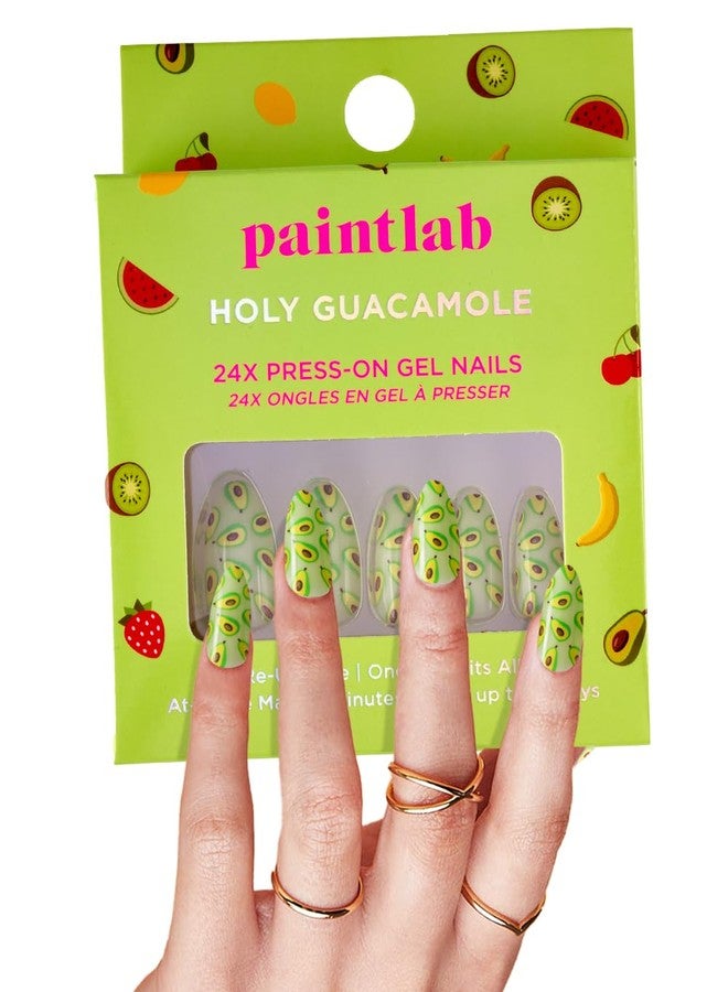 PaintLab Press-On Nails Manicure Kit, Holy Guacamole, 24-Piece Set, Long-Lasting Fake Nails with Glue, File, Prep Pad & Cuticle Stick - Image 1