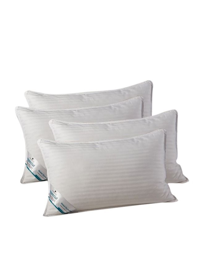 Donetella Cotton Pillow 4-Pieces(1200Gm Each) Bed Pillow 50X75 cm Hotel Style Striped Double Edge Stitched Premium Gel Fiber, Soft Loft, Pearl White - Image 2