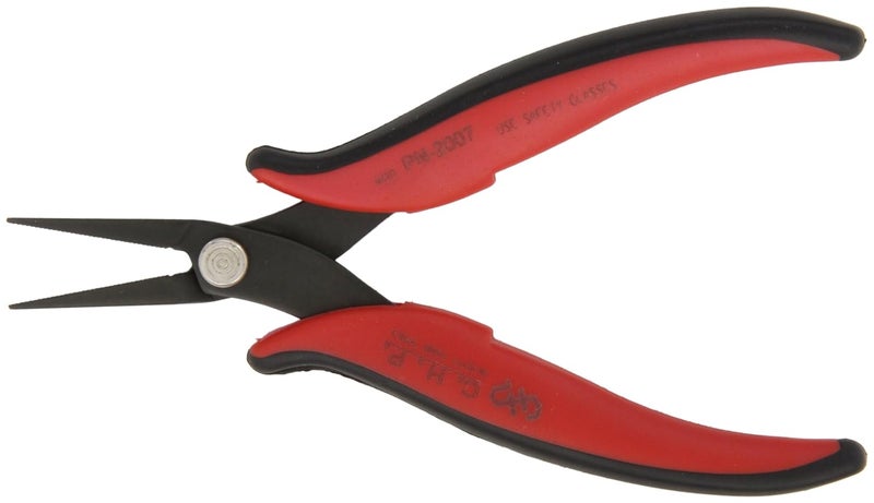 Hakko CHP PN-2007 Long-Nose Pliers, Flat Nose, Flat Outside Edge, Serrated Jaws, 32mm Jaw Length, 3mm Nose Width, 3mm Thick Steel, Original Version - Image 1