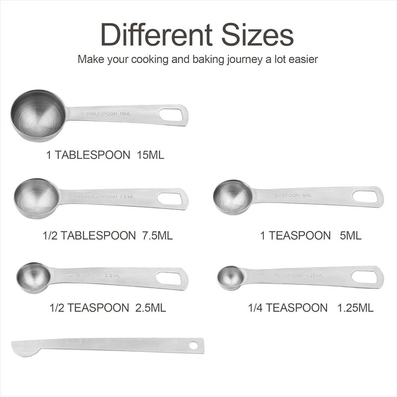 Smithcraft Measuring Cups and Spoons Set, Dry Metal Measuring Cup Set of 11, Stainless Steel Measuring Cups and Spoons, 5 Measure Cups and 5 Kitchen Measurement Spoons & Leveler - Image 3