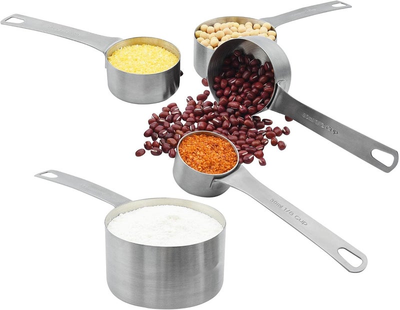 Smithcraft Measuring Cups and Spoons Set, Dry Metal Measuring Cup Set of 11, Stainless Steel Measuring Cups and Spoons, 5 Measure Cups and 5 Kitchen Measurement Spoons & Leveler - Image 4