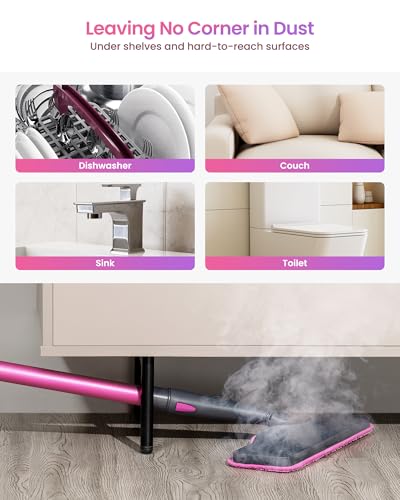 Schenley Steam Mop Cleaner with Detachable Handheld Steamer for Cleaning Hardwood, Laminate Floor, Tiles and Grout, with 13-in-1 Multi-purpose Accessories and Washable Microfiber Pads - Image 3