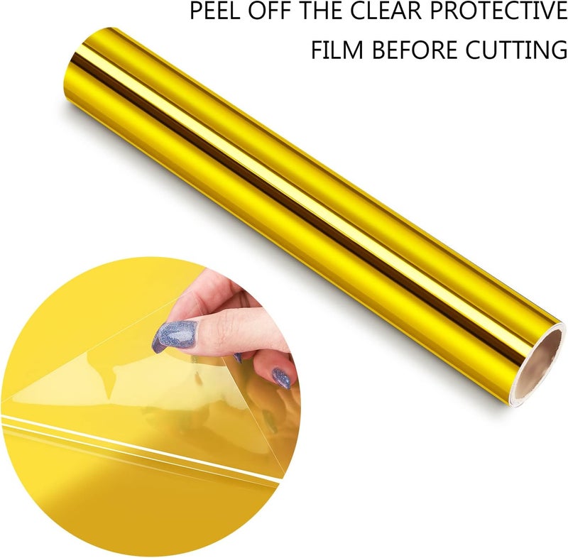 TECKWRAP Chrome Gold Adhesive Vinyl Roll 1ft x 5ft – Permanent Gold Vinyl for Crafts, Signs, Stickers, and Home Décor DIY Projects & Decals - Image 1