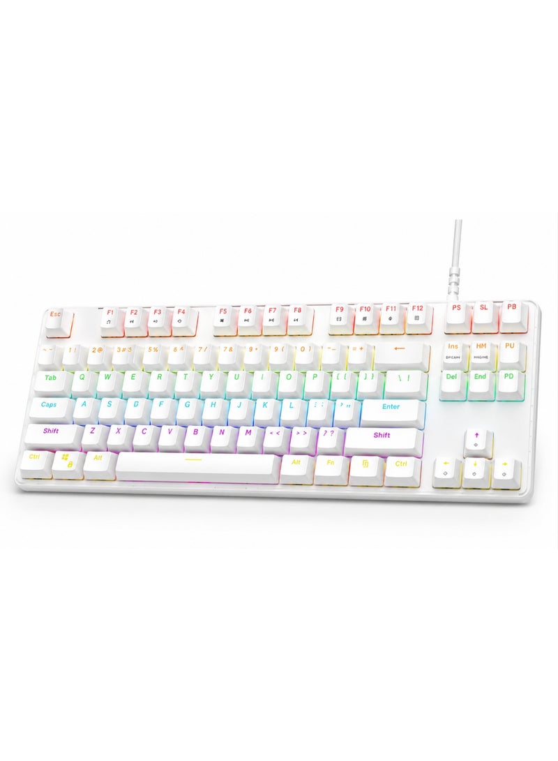 لوحة مفاتيح ألعاب ميكانيكية مدمجة 60% (K61)، 61 مفتاحاً، إضاءة RGB رائعة - أبيض - Image 1