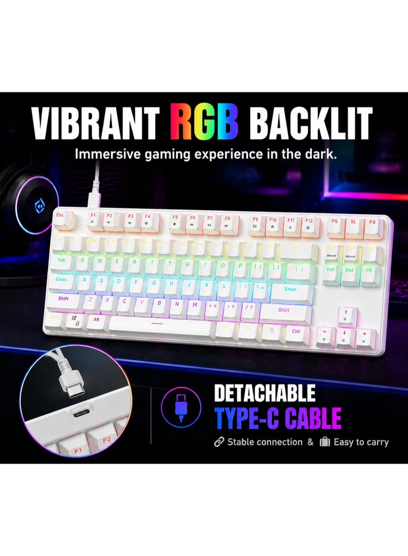 لوحة مفاتيح ألعاب ميكانيكية مدمجة 60% (K61)، 61 مفتاحاً، إضاءة RGB رائعة - أبيض - Image 3