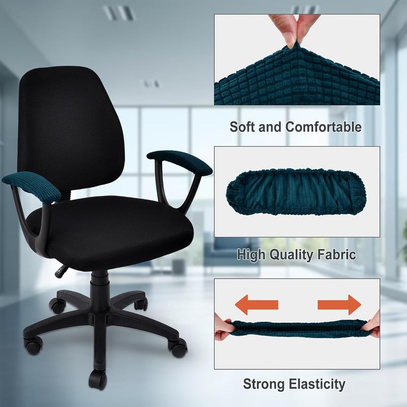 SARAFLORA Office Chair Armrest Cover Stretchable Water Resistant Spandex Stretch Computer Office Chair Arm Pad Covers Chair Slipcover for Desk Chairs Arm Sapphire 2 Pcs - Image 2