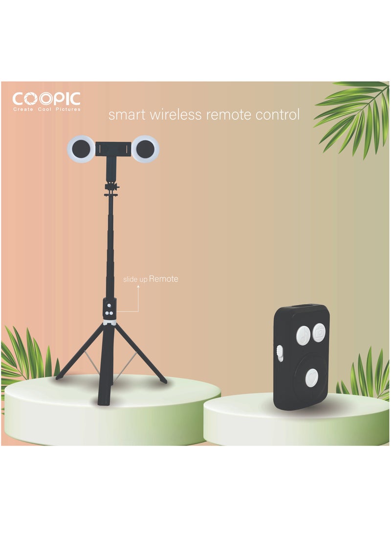 Coopic COOPIC T12(Black) 175cm Versatile Selfie Stick tripod with 360° Rotation mobile holder and rechargeable Bluetooth system Capture Smooth, Steady Shots in Any Situation  - Image 5
