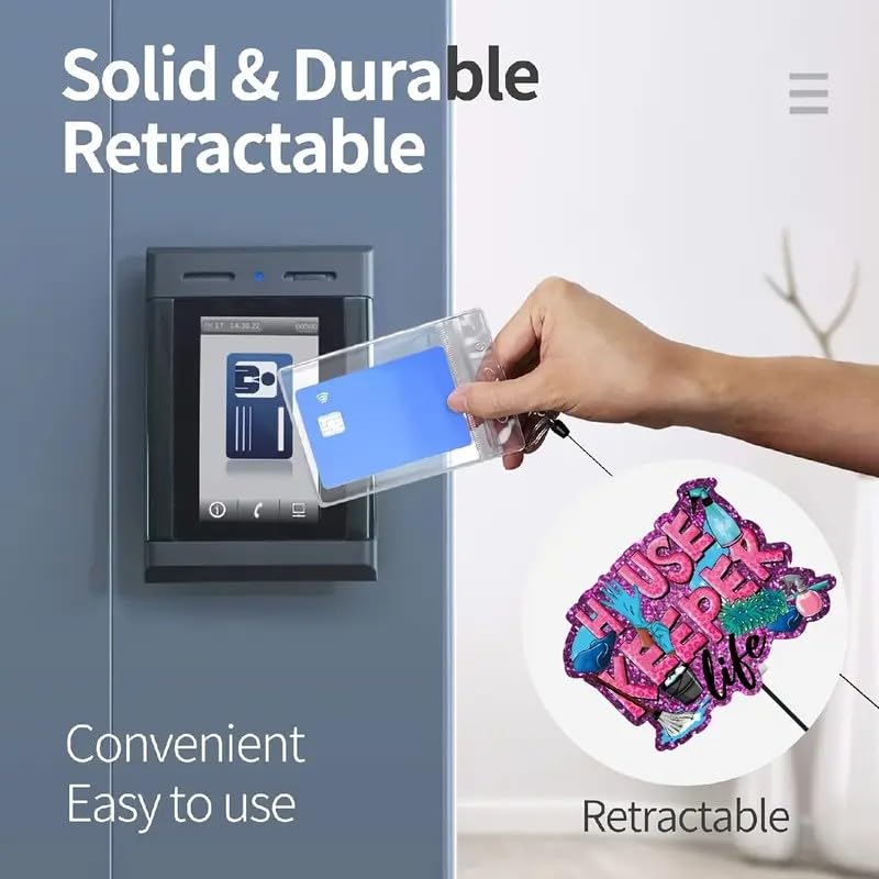 OCOUYVD 1 Pcs Employee Appreciation Retractable Badge Reel Gift For Housekeepers Custodian Gift Hospital Cleaning Your Worries Away Acrylic Nurse Id Badge Reel With Clip For Coworker Employee - Image 2