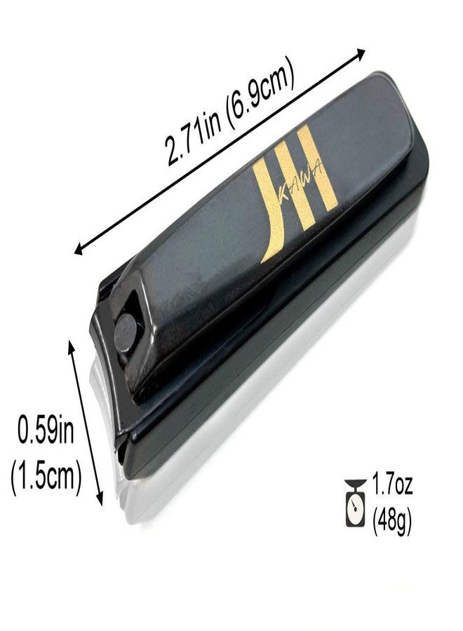 KAWA Nail Clippers with Catcher Handmade Black Carbon Steel - Made in Japan (Gold) - Image 3