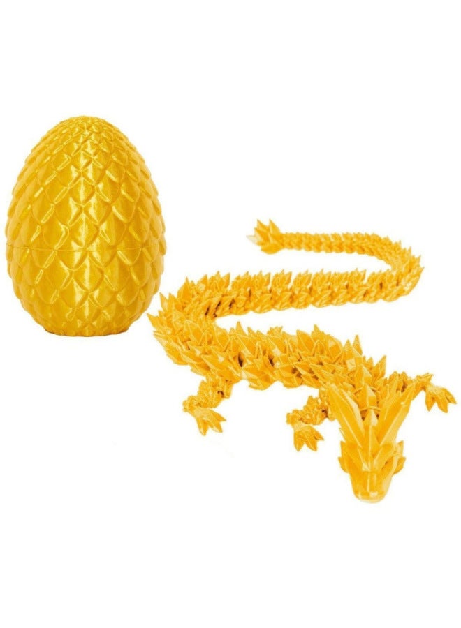 3D Printing Toy Dragon Egg Crystal Gemstone Dragon Ornaments DIY Dinosaur Egg Creative Gift Funny Toy Festival-Color:Silk Golden Egg Free Silk Golden Crystal Dragon - Big Dragon Egg [12cm Egg + 30cm Crystal Dragon] - Image 1