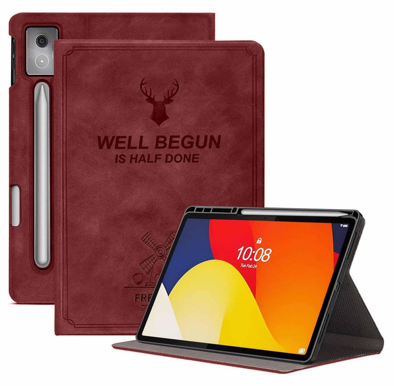 ProElite Cover for Moto Pad 60 Pro 12.7 inch 2025 Case Cover, Deer Smart Flip Case Cover for Moto Pad 60 Pro 12.7 inch 2025 Tablet with Pen Holder, Wine Red - Image 1