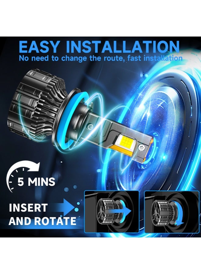 XICEN 9005/HB3 LED Headlight Bulb, Upgraded 190W 8600LM LED Lighting Bulb with fan, 6000K White Light, 50000HRS Lifespan 9005 Fog Light Bulbs for Car, Play and Plug, Exterior Lighting, Pack of 2 - Image 4