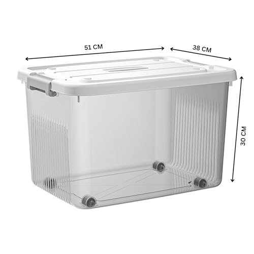 KREPS® Clear Storage Container Box, Stackable Storage Bin with Lid, Plastic Container with Heavy Duty Latches to Organize, White Lid. (PACK OF - 2, 2X-LARGE - 20 X 14.5 X 12 INCH) - Image 2
