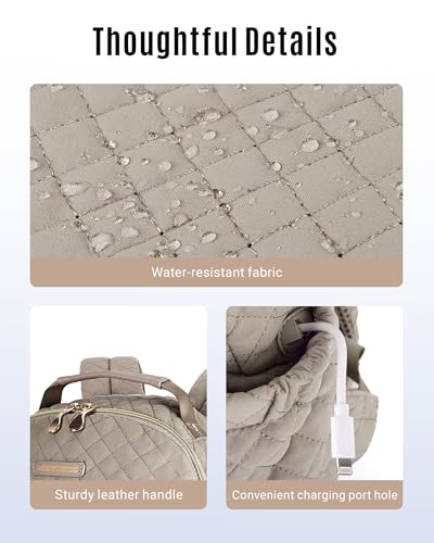 LIGHT FLIGHT Travel Laptop Backpack Women, 15.6 Inch Anti Theft Laptop Backpack with USB Charging Hole Water Resistant Casual Daypack Computer Backpack for Work, Warm Gray - Image 3