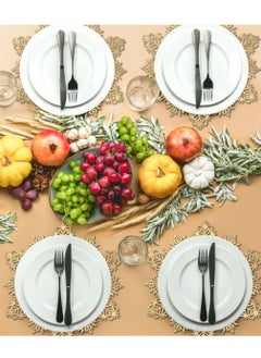 RARELY Snowflake Placemats Gold Sets of 6 Laminated Metallic Vinyl Round 15 inch Winter Festival Table Decorations  - Image 4