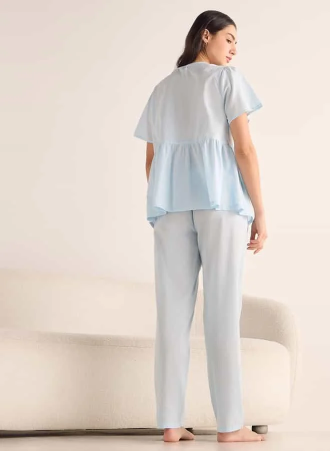 Splash FAV Embroidered Shirt and Pyjama Set