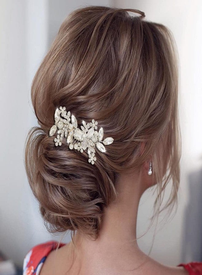 JONKY Rhinestone Hair Clip Silver Flower Barrettes Headpiece Bridal Hair Accessories for Women - Image 3