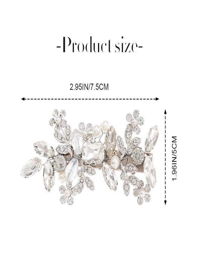 JONKY Rhinestone Hair Clip Silver Flower Barrettes Headpiece Bridal Hair Accessories for Women - Image 4