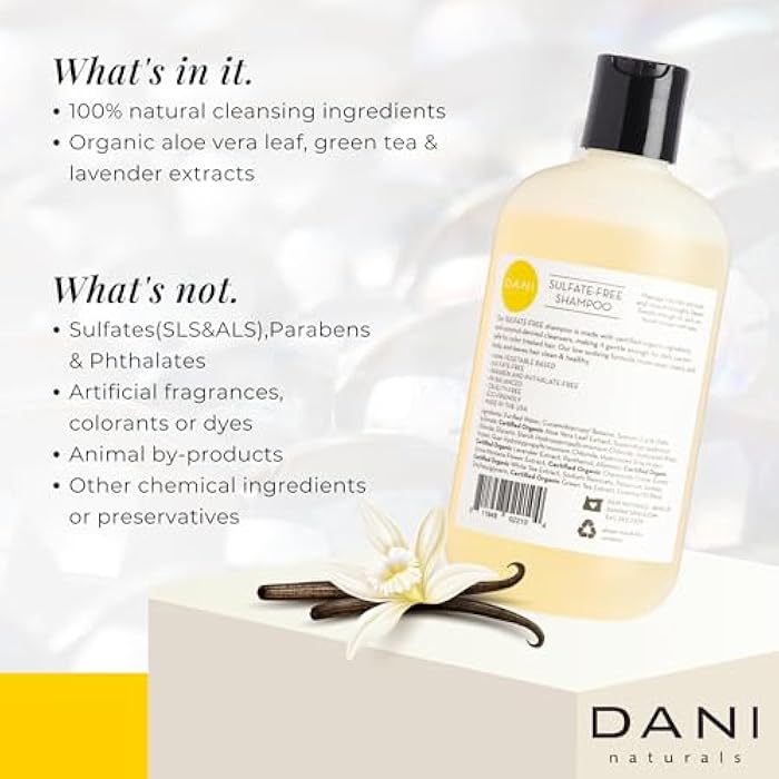 DANI Naturals Shampoo with Sandalwood Vanilla Scent promotes hair thickening, strengthens follicles, and supports hair re-growth. Sulfate-free, nourishing, and soothing - Image 5