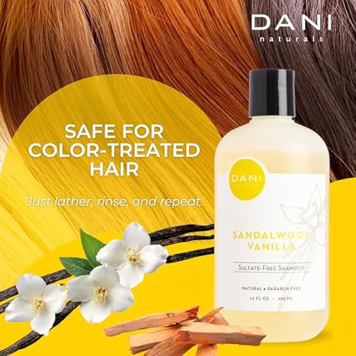 DANI Naturals Shampoo with Sandalwood Vanilla Scent promotes hair thickening, strengthens follicles, and supports hair re-growth. Sulfate-free, nourishing, and soothing - Image 3