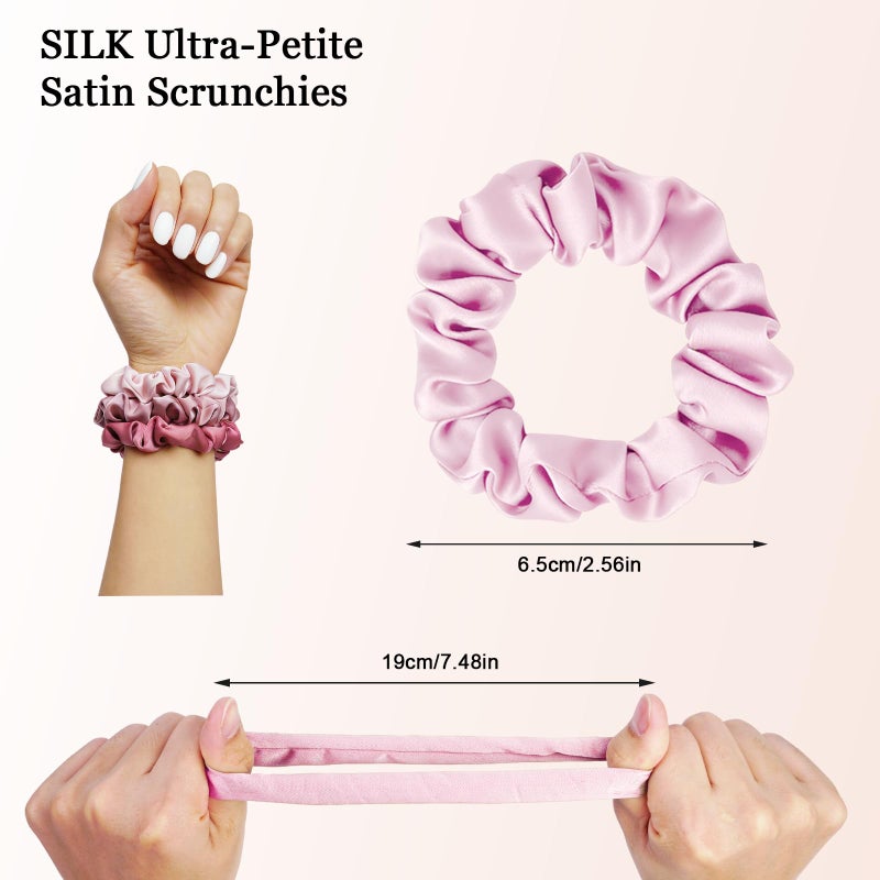 SEVEN STYLE Ultra-Petite Satin Scrunchies for Women â€“ 8PCS Blush Small Hair Ties â€“ Soft Silk-Like Mini Hair Bands, No Crease, Frizz-Free, Gentle on Hair, Perfect for Daily Wear & Sleep - Image 2