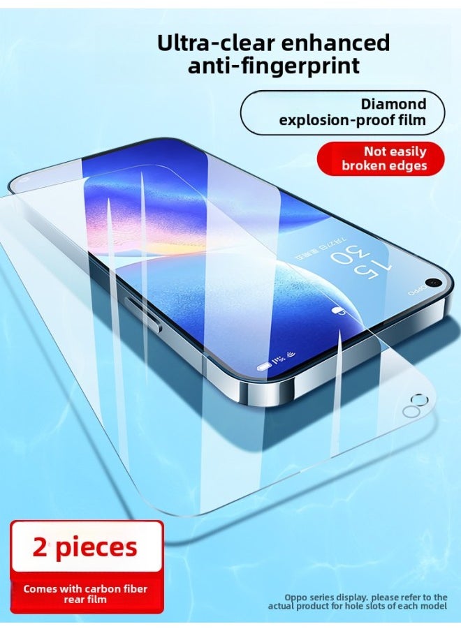 Generic For Opporeno5 Tempered Film 6/7/8Pro/4SE Full Screen HD Mobile Phone Film A72/A93/A11/A-Colour:2 Pieces丨[ultra-clear Enhanced Anti-fingerprint] Diamond Explosion-proof And Non-breaking Edges*free Back Film`-Size:OPPO R11 Plus  - Image 1