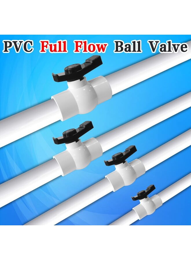 2 '' صمام الكرة PVC، 2pcs PVC إغلاق الصمامات، 2 بوصة صمامات PVC مع انزلاق X انزلاق كامل الميناء، 2 '' صمامات الكرة كاملة ميناء PVC مع '' T '' مقبض Nimble، باستخدام للتجارية، Syste الري - Image 3