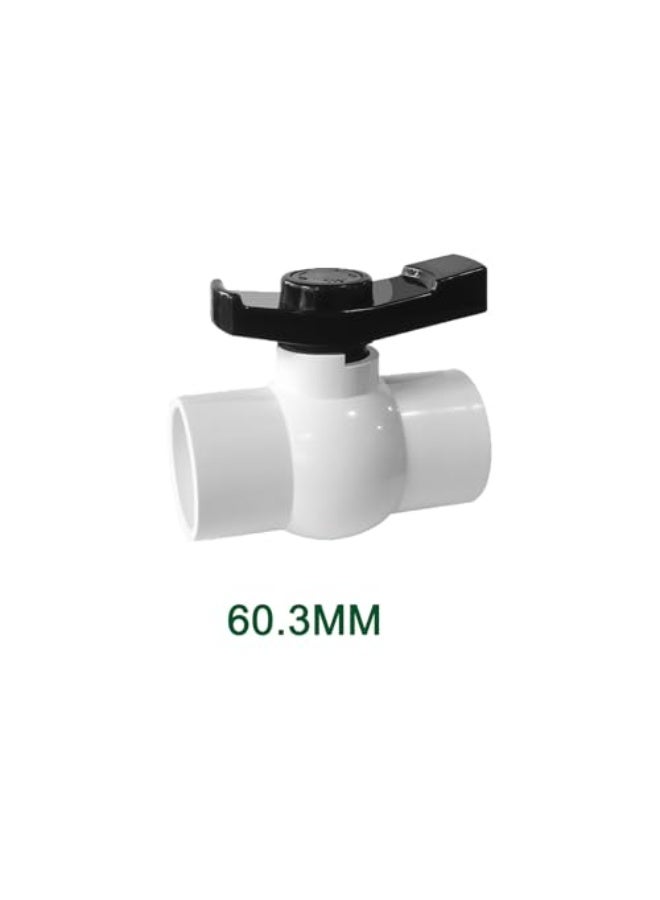 2 '' صمام الكرة PVC، 2pcs PVC إغلاق الصمامات، 2 بوصة صمامات PVC مع انزلاق X انزلاق كامل الميناء، 2 '' صمامات الكرة كاملة ميناء PVC مع '' T '' مقبض Nimble، باستخدام للتجارية، Syste الري - Image 4