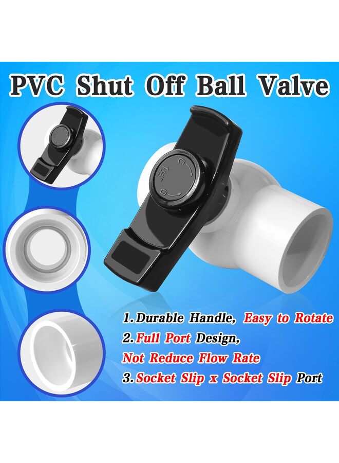 2 '' صمام الكرة PVC، 2pcs PVC إغلاق الصمامات، 2 بوصة صمامات PVC مع انزلاق X انزلاق كامل الميناء، 2 '' صمامات الكرة كاملة ميناء PVC مع '' T '' مقبض Nimble، باستخدام للتجارية، Syste الري - Image 1