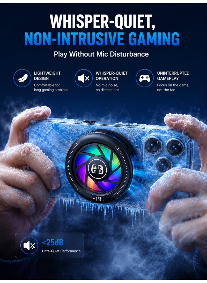 Meco Gaming Phone Cooler Magnetic Semiconductor Cooling Fan with RGB Light, Ultra Fast Ice Cooling Radiator for PUBG Mobile, iPhone & Android Smartphones, Low Noise Mobile Cooling Fan - Image 5