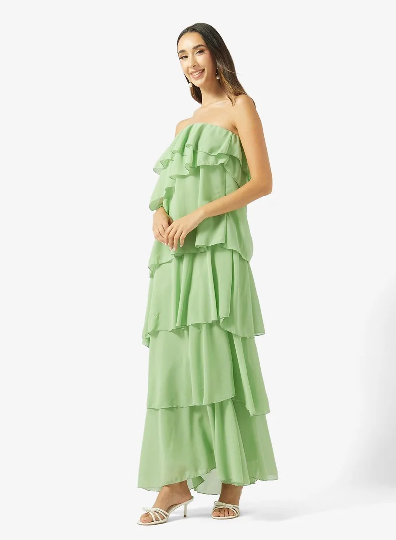 Ginger Bandeau Dress with Tiered Ruffles