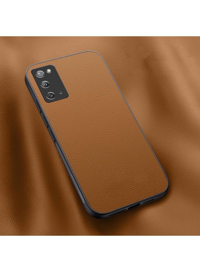 erorex Samsung Galaxy Note 20 Case – Slim Brown Leather Texture Back Cover