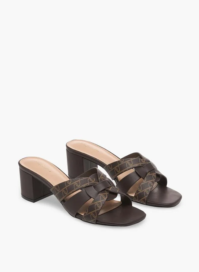 Paprika Women Printed Block Heel Slip-On Sandals