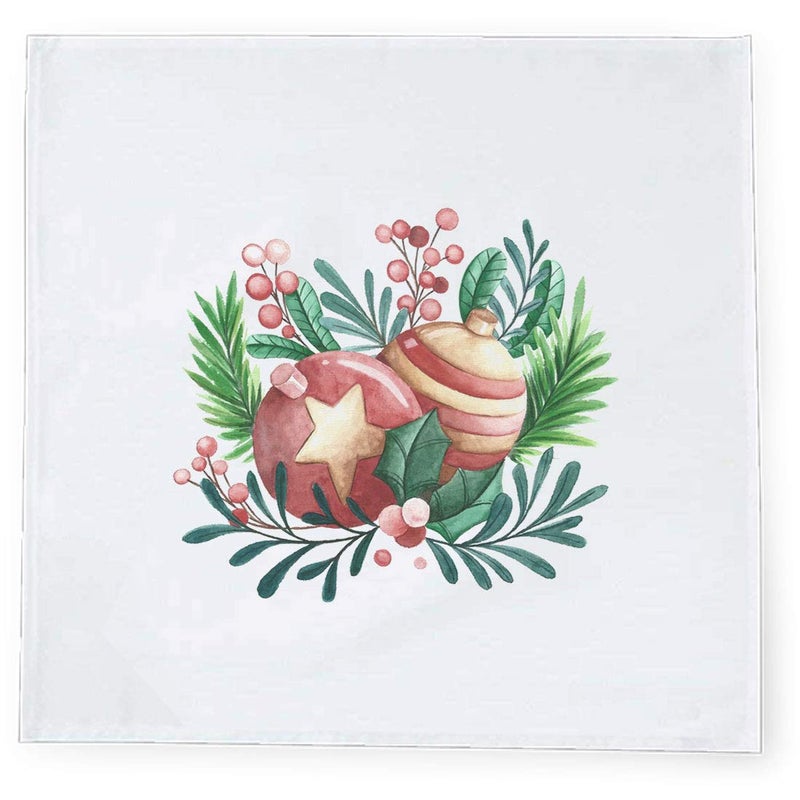 Khakee 6 Pcs Christmas Theme Tafta Silk Table Napkins 10x 10 for Xmas Decoration Christmas OrnamentsChristmas Gift npxmas320P - Image 2