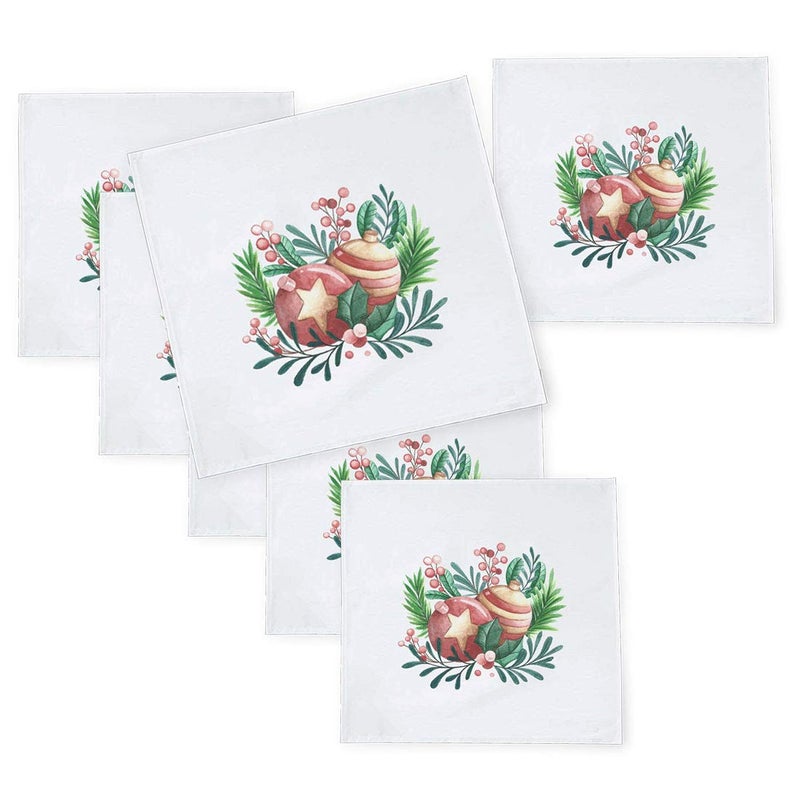 Khakee 6 Pcs Christmas Theme Tafta Silk Table Napkins 10x 10 for Xmas Decoration Christmas OrnamentsChristmas Gift npxmas320P - Image 1