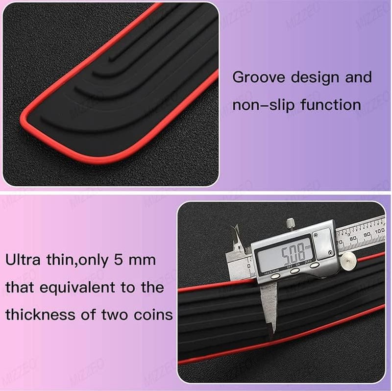 MIZZEO Door Sill Plate Protectors/Guards Sill Scuff Cover Panel Step Protector Ralli Art Pattern (Black & Red, Pack of 4) Compatible with Kia Carens - Image 4