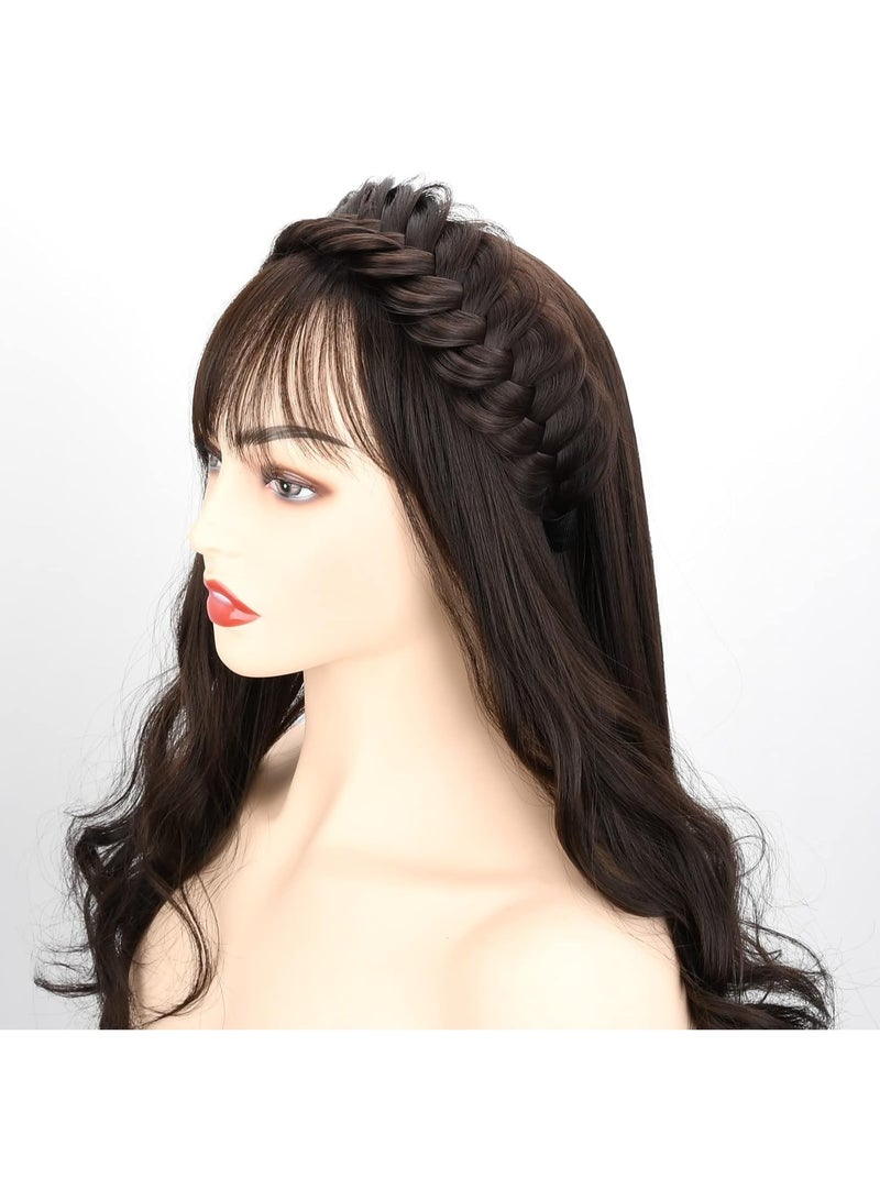 Wide Messy Braided Headband With Teeth Synthetic Hair Plaited Headband High Elasticity Braids Fishtail Braided Hair Band Hairpiece for Girls Women (Sandy Blonde) - Image 3