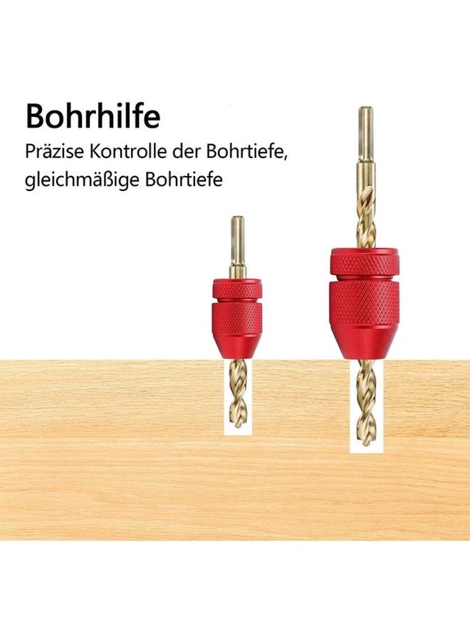 Red Drill Depth Stop Kit 2pcs Adjustable 2 11mm Aluminum Limiters for Wood Drilling - Image 4