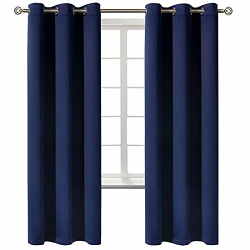 BGment Blackout Curtains for Living Room - Grommet Thermal Insulated Room Darkening Curtains for Bedroom, Set of 2 Panels (42 x 72 Inch, Navy Blue) - Image 1