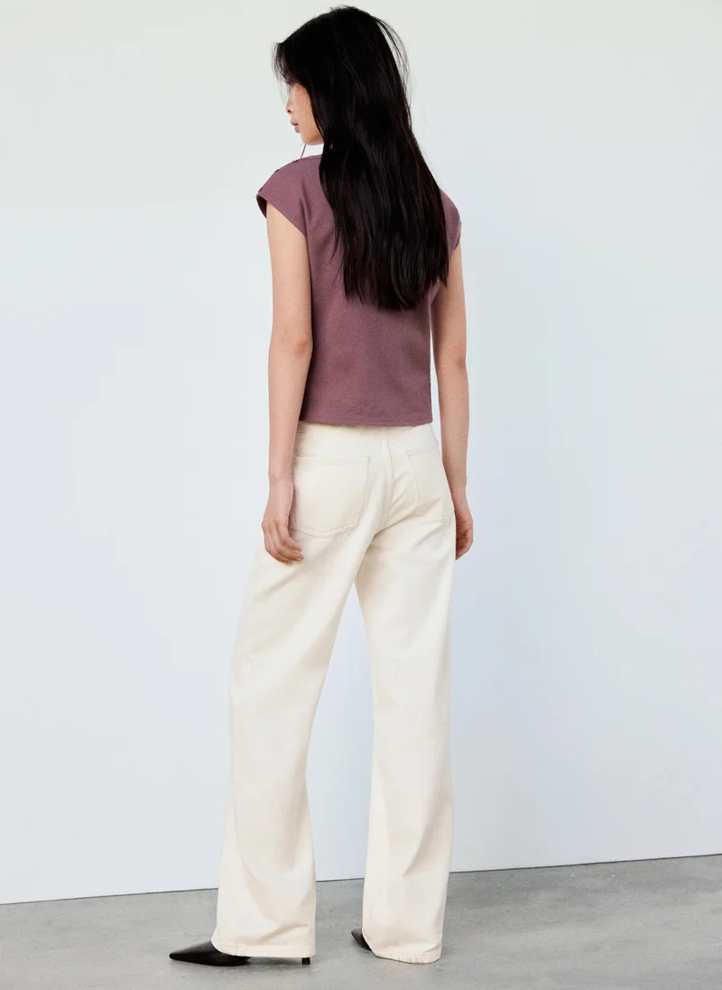Mango 68-MALVA Boat Neck Top With Decorative Buttons for Women | Best Price UAE