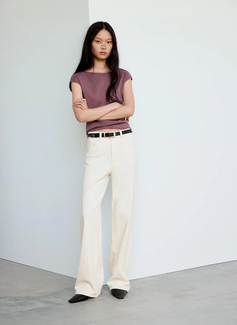 Mango 68-MALVA Boat Neck Top With Decorative Buttons for Women | Best Price UAE