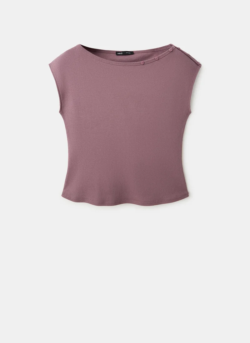 Mango 68-MALVA Boat Neck Top With Decorative Buttons for Women | Best Price UAE