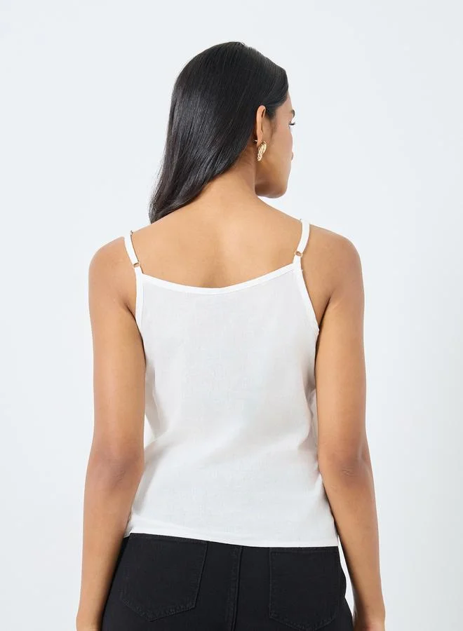 تايك تو بلوزة سادة بدون أكمام