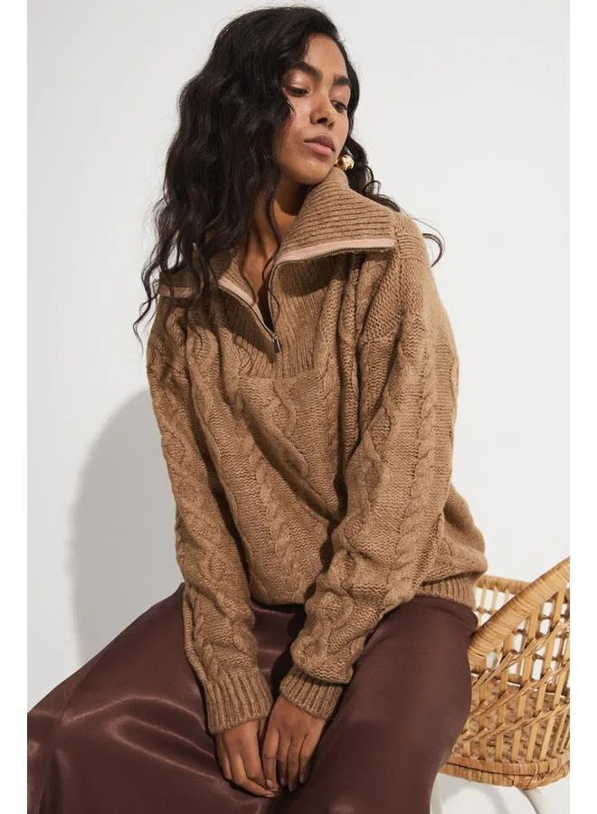 جون June Exclusive Wool Blend Knitted Sweater Mink