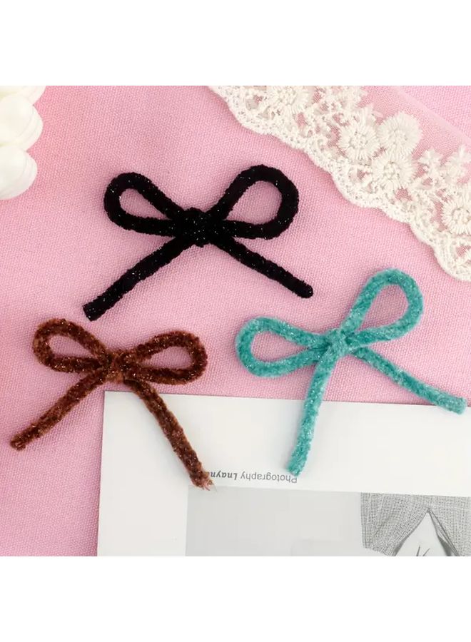 الانحناء الأخضر المخملي DIY إكسسوارات الرأس المحبوكة للملابس الأمتعة الأحذية - Image 1
