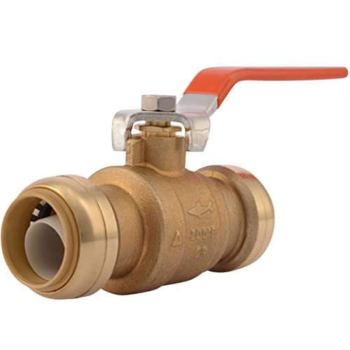 SharkBite 1 Inch Ball Valve, Push to Connect Brass Plumbing Fitting, Water Shut Off, PEX Pipe, Copper, CPVC, PE-RT, HDPE, 22223-0000LFA - Image 1