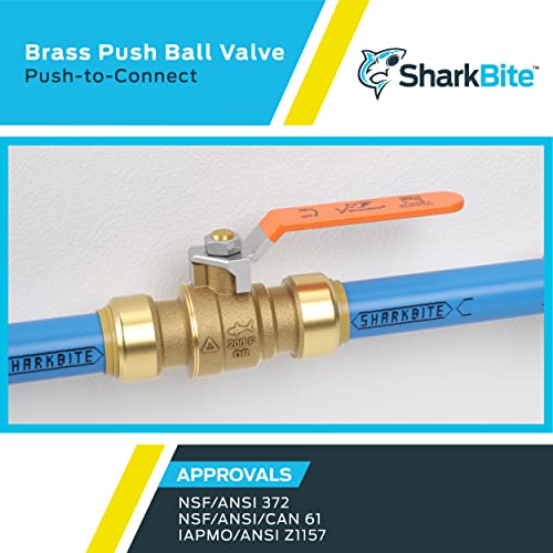 SharkBite 1 Inch Ball Valve, Push to Connect Brass Plumbing Fitting, Water Shut Off, PEX Pipe, Copper, CPVC, PE-RT, HDPE, 22223-0000LFA - Image 5