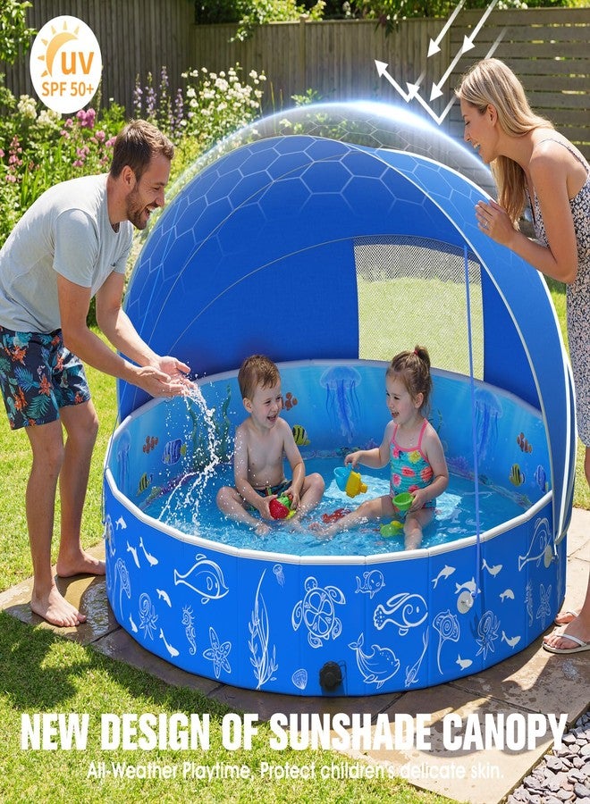 FizZeal Kiddie Pool with Canopy, 51in Foldable Toddler Pool,Pop Up Baby Pool with Shade,UPF 50+UV Portable Swimming Pool for Kids,Collapsible Baby Pool for Beach, Outdoor Toddler Pool for Backyard - Image 2