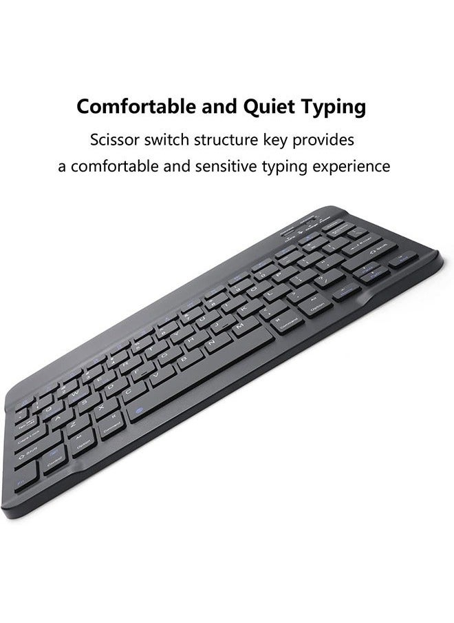 Generic - Rechargeable Bluetooth Keyboard and Mouse Combo Ultra-Slim Portable Compact Wireless Mouse Keyboard Set for Android Windows Tablet Cell Phone iPhone iPad Pro Air Mini, iPad OS/iOS 13 and above (Black) - Image 1
