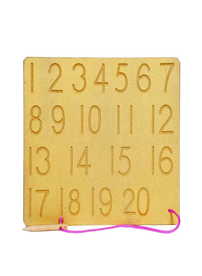 New Pinch 1 to 20 Number Wooden Tracing Board with Dummy Pencil (Brown) Best Birthday Return Gift for Kids - Image 2